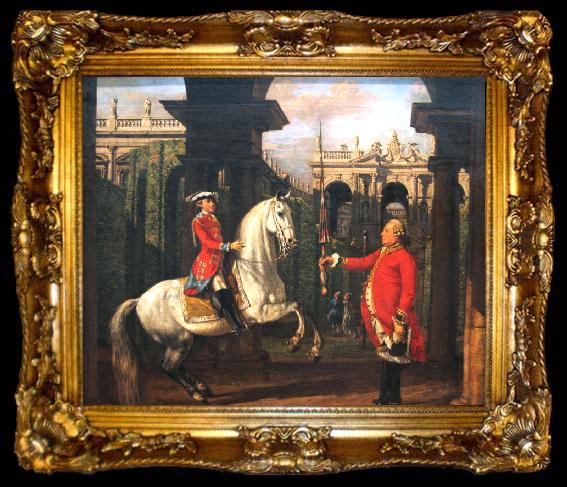 framed  Bernardo Bellotto Pulkownik Piotr Konigsfels udziela lekcji jazdy konnej ksieciu Jozefowi Poniatowskiemu., ta009-2